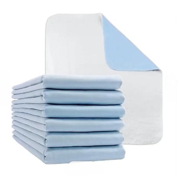 2pcs Washable Underpad Reusable Incontinence Bed Pads Waterproof Sheet 86 - 91cm / 34-36 in White - Blue