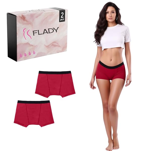 FLADY Period Underwear Heavy Flow Black Shorts Women Underwear Heavy Flow Period Pants Washable Ladies Knickers Panties for Women Incontinence Knickers Ladies Incontinence Pants Teen Period Pack of 2