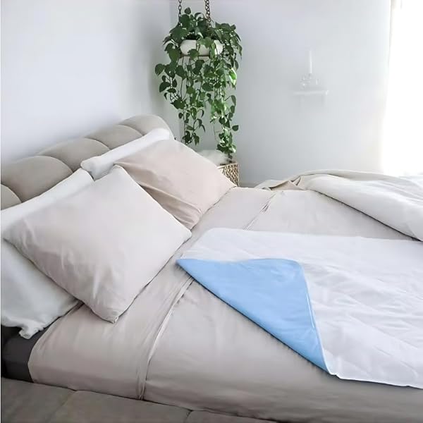Incontinence Sheet Bed Pads Incontinence Bed Sheets Bed Pads Washable Bed Protector Incontinence Bed Pads Reusable Waterproof bed Sheet 86 - 91cm White Grey - Blue Pack of 2